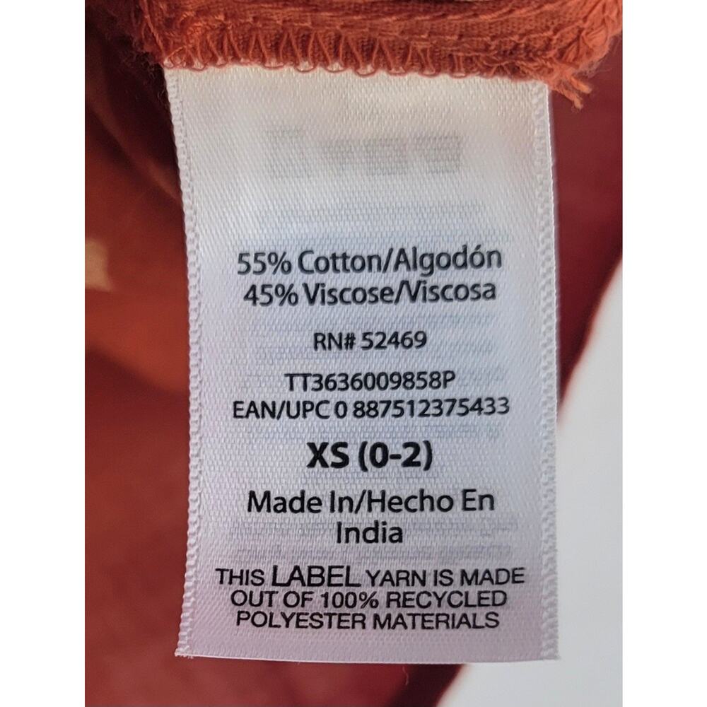 NWT Time and Tru Spade Neck Blouse Women's XS Rusty Bronze Ginkgo Leaf Pattern - Picture 11 of 13